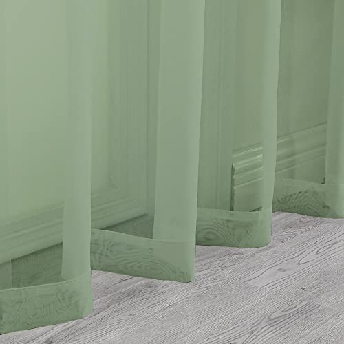 Sage Green Sheer Curtains 96 Inches Long 2 Panels Set (Sage Green / 42"W x 96"L (Pack of 2))