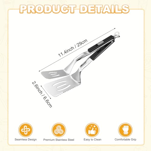 Spatula Tongs (Black Handle, Silver Tone)