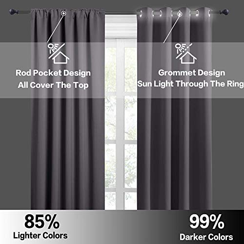 Short Grey Blackout Curtains for Small Bedroom Kitchen Cafe Window (Grey / 42"W x 36"L (Pack of 2))