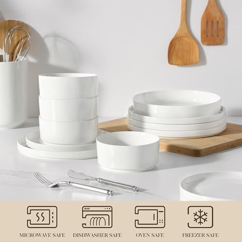 24 Pieces Porcelain Dinnerware Set (Ivory White / 24 Piece (Service for 6))