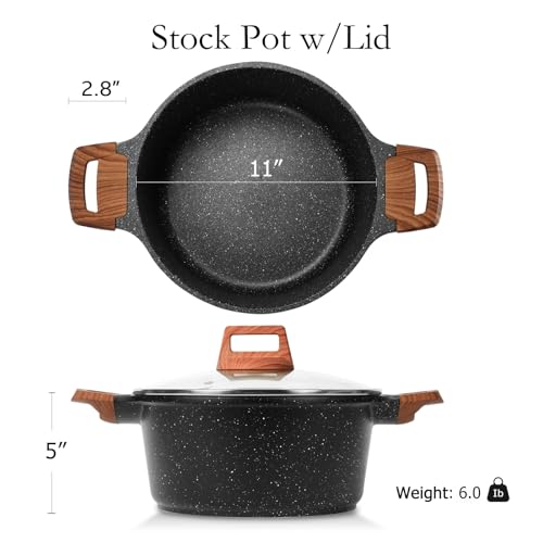 Nonstick Stock Pot with Lid (7 Quarts / Black)