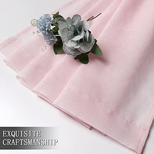 Sheer Curtains Linen Textured Bedroom Curtain Sheers Light Filtering Rod Pocket Voile Curtains for Living Room (54"W x 63"L (Pack of 2) / Pink)
