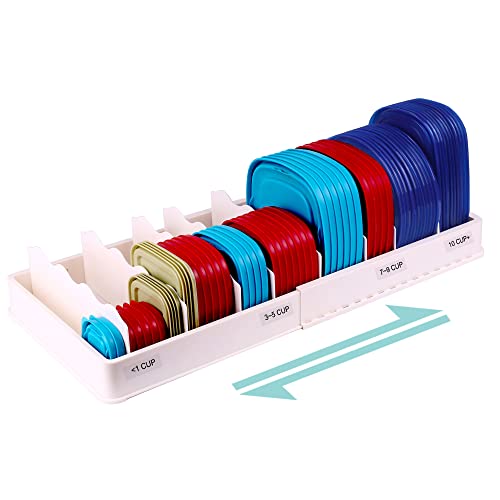 Expandable Food Container Lid Organizer for Kitchen Cabinet (Extra Large)
