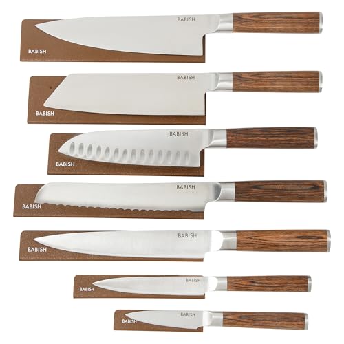 14 Piece Full Tang Forged Dark Pakka Wood Kitchen Knife Set (Stainless Blade/Dark Pakka Wood Handle / 14-Piece Set w/ Protective Sheaths)