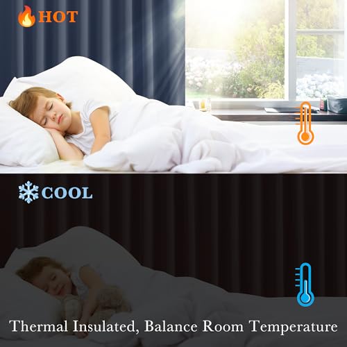 100% Blackout Curtains for Bedroom (100% Blackout-blue Haze / 52"W x 96"L (Pack of 2))