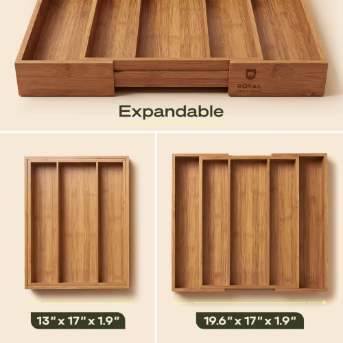 Carbonized Bamboo Kitchen Drawer Organizer (Brown Bamboo / 5 Slot)