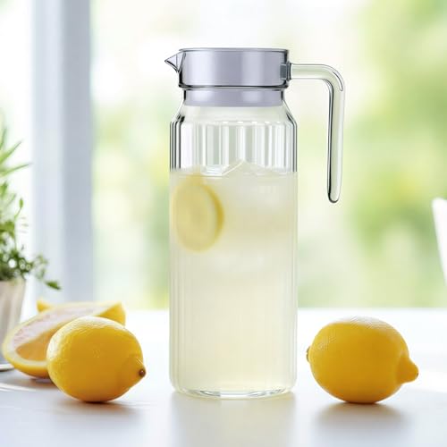 4 Pcs Acrylic Water Pitcher with Lid (37 oz / stripe)