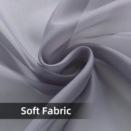 Solid Sheer Rod Pocket Curtain Voile Draperies 2 Panels White Beige Black Grey Coffee 38 Inch Width 54 Inch Long 1 Pair for Kitchen Bedroom Children Living Room Yard (Grey / 38"W x 54"L (Pack of 2))
