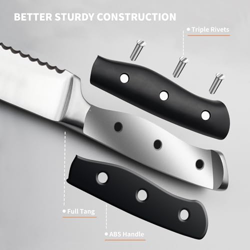 6 Piece Steak Knives Set with Block (Black / 6-Piece with Block)
