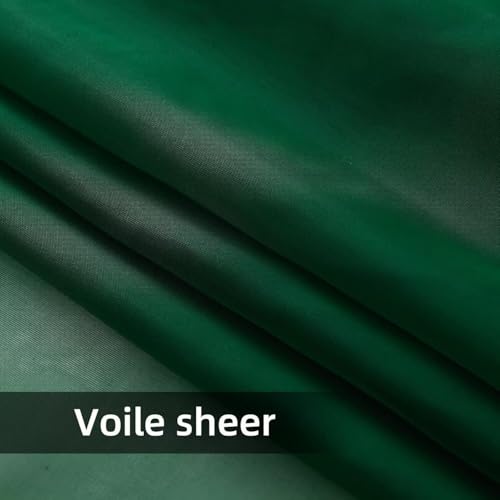 Solid Sheer Rod Pocket Curtain Voile Draperies 2 Panels White Beige Black Ivory Grey 26 Inch Width 30 Inch Long 1 Pair for Kitchen Bedroom Children Living Room Yard (Foliage Green / 26"W x 30"L (Pack of 2))