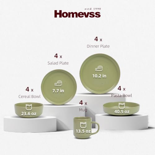 HomeVSS 20 Piece Dinnerware Set (Service for 4 - 20pc Set / Matte Green)