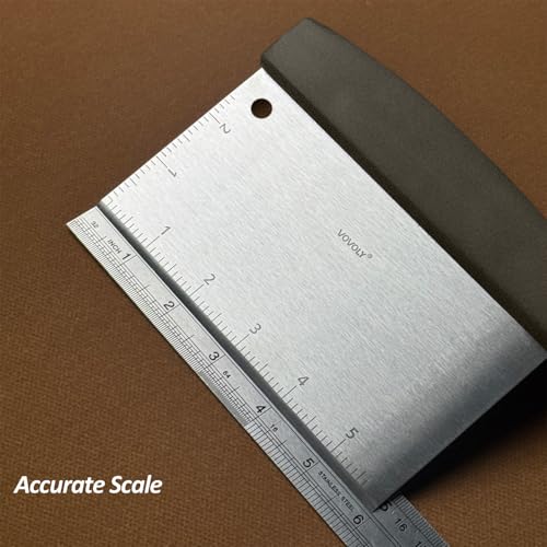 Multipurpose Bench Scraper Kitchen Utensil for Flat Top Griddle (Dough Scraper_Black PP Grip)