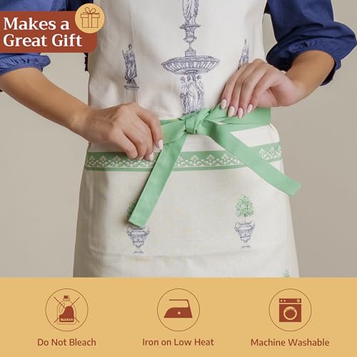 Aprons for women with Pocket 100% Cotton Pack of 1 (075 - Jardin Du Roy)