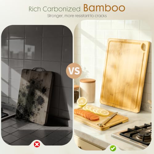 Nature Bamboo Cutting Boards for Kitchen (Natural / 2 Pcs)