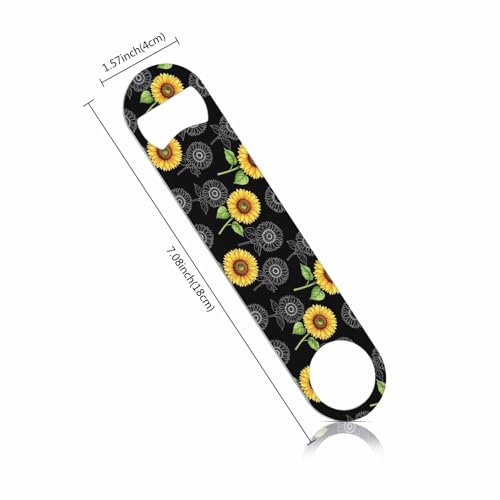 Sunflowers Stainless Steel Bottle Opener Vibrant Yellow Watercolor Flower Vintage Style Floral Black Flat Beer Bottle Opener Keychain for Home Kitchen Bar Restaurant Party Birthday Gift (Sunflowers)