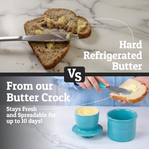 Large Butter Crock with Lid with Water Line (Turquoise / Large)
