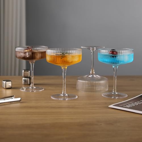 6 Pcs Ribbed Coupe Glasses (6 pcs)