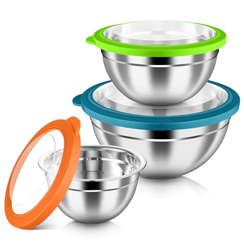 Mixing Bowls with Airtight Clear Lids (Colorful / Visible Airtight Lids)