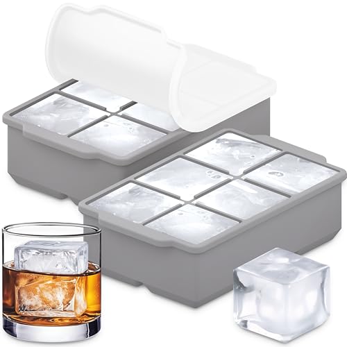 Large Silicone Ice Cube Tray (Light Gray / 2-Pack)