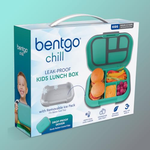 Chill Kids 4 Compartment Bento Box Leakproof Lunch Box (Electric Aqua)