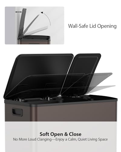 Double Trash Can Kitchen (Brown / 13+5.5 Gallon)