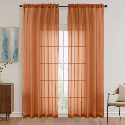 Orange Bedroom Curtains 2 Panel Sets 90 Inch Length (Orange / 59"W x 90"L (Pack of 2))