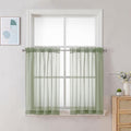 Sheer Curtains Tiers 42W x 24L Inches 2 Pieces Set (Sage Green / 42"W x 24"L (Pack of 2))