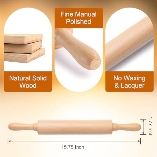 Rolling Pin for Baking (15.75 Inches-Handle / Light Yellow)