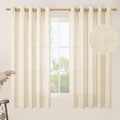 Linen Semi Sheer Curtains 63 inch Long for Living Room 2 Panels (60"W x 63"L (Pack of 2) / Beige)