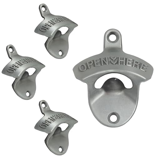 4 PCS Bottle Opener Wall Mounted Stainless (Antique Silver)