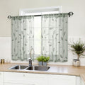 Sage Green Kitchen Tier Curtains Leaf Embroidered (30"W x 36"L (Pack of 2) / 1-sage Green)