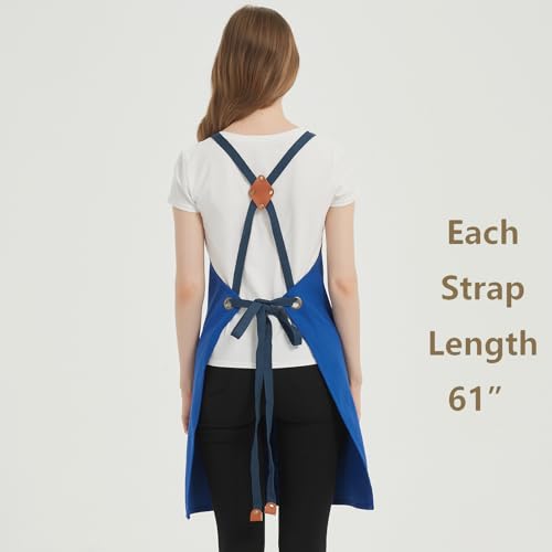 Chef Aprons for Women Men with Oversized Pockets (Royal Blue)
