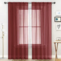 Basic Rod Pocket Sheer Voile Window Curtain Panels Burgundy 1 Pair 2 Panels 52 Width 84 Inch Long for Kitchen Bedroom Children Living Room Yard (Burgundy / 52"W x 84"L (Pack of 2))