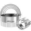 5 Piece Round Biscuit Cutters with Handle (Round Fluted Edge)