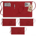 Server Waist Aprons 4 Pack Short 3 Pockets Men Women Red (24x12 Inches (Pack of 4) / Red)