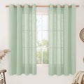 Sheer Linen Curtains 63 Inch Length for Bedroom 2 Panels (52"W x 63"L (Pack of 2) / Fresh Green)