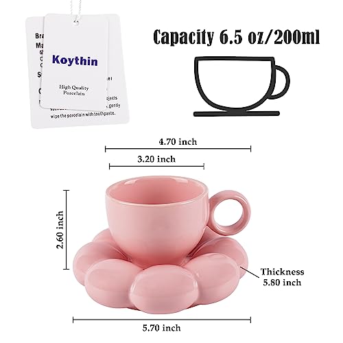 6.5oz Sunflower Saucer Mini Ceramic Mug (Peach Pink)