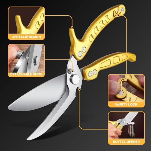 Poultry Shears Heavy Duty Kitchen Scissors (Yellow)