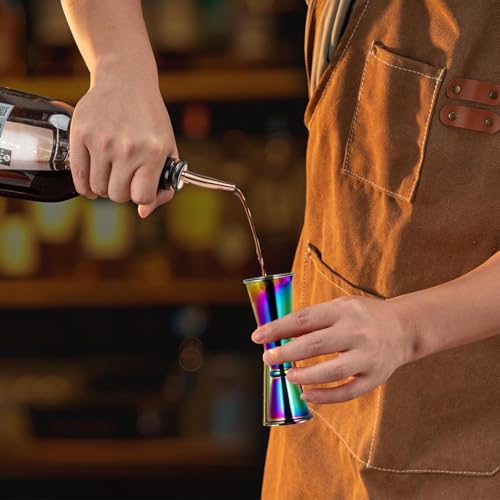 Jigger for Bartending (1 Jigger+ 2 Auto Flip Pourers / Rainbow)