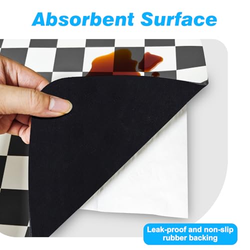 Checkered Dish Drying Mat for Kitchen Counter (Black / 24" x 16")