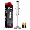 Milk Frother with Stand for Coffee (Silver / Compact)