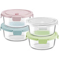 4 Cup 32oz Borosilicate Glass Meal Prep Containers with Vented Lids (Multicolor+Clear / 32oz)