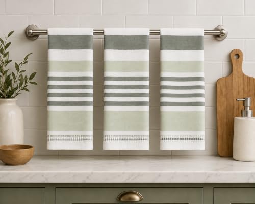 Green White Kitchen Hand Dish Towels (Green Monica Upc)