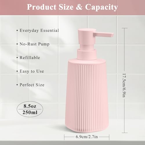 Pink 2 Pack Hand Soap Dispensers Set for Bathroom (Pink Set of 2)