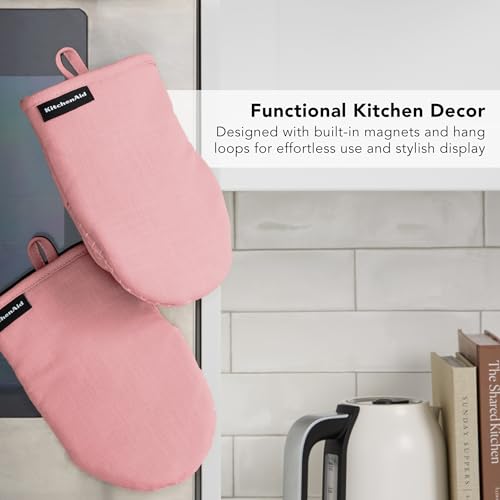 Gourmet Series Gridlines Mini Oven Mitts 2 (Dried Rose)