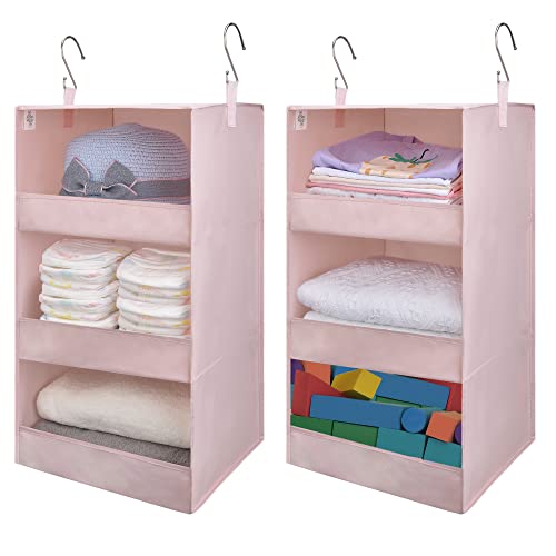 3 Shelf Hanging Closet Organizer (3-shelf Pink / 2-Pack)