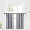 Kitchen Blackout Window Curtains Over Sink 36 inch Length (Silver Grey / 29"W x 36"L (Pack of 2))
