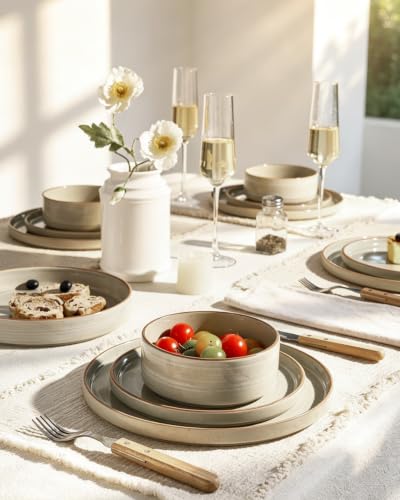 Stellar 24 Piece Dinnerware Set with Pasta Bowls (Matcha Green / Service for 6 (Include Pasta Bowls))