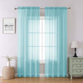 Aqua Sheer Curtains for Bedroom 84 Inches Long 2 Panels (Aqua / 42"W x 84"L (Pack of 2))