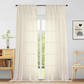 Extra Wide Cream Sheer Curtains for Window 96 Inches Long 2 Panels Set (59"W x 96"L (Pack of 2) / Cream)